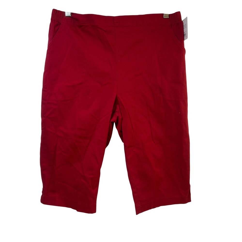 Croft & Barrow Womens 16P Petite Red Stretch Pull On Capri Pants NEW